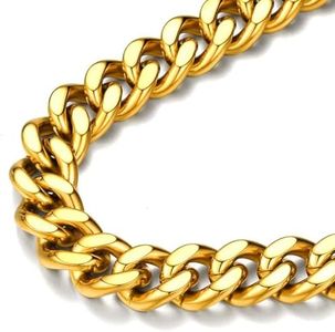 FindChic Gold Necklace for Chunky Curb Chain Necklace 18K Gold Plated Thick 12MM Choker Link Chains for Women 16''
