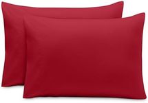 Bare Home Microfiber Pillow Cases - Queen Size Set of 2 - Cooling Pillowcases - Double Brushed - Easy Care - Envelope Closure (Queen Pillowcase Set of 2, Red)