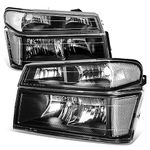 Auto Dynasty 4Pcs Headlights Assembly and Bumper Lamps Compatible with Chevy Colorado GMC Canyon 2004-2012 Isuzu i-290 i-370 2007-2008 i-280 i-350 2006, Driver and Passenger Side, Black Housing