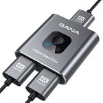 HDMI Switch 4K HDMI Splitter - Gana Prime Aluminum Bi-Directional HDMI Switcher 1 in 2 Out (Single Display) or 2 Input 1 Output, Supports 4K 3D HD 1080P for Xbox PS4 Roku HDTV etc. （Grey