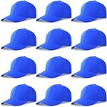 NOBONDO 12 Pack Unisex Baseball Caps - Bulk Wholesale Blank Plain Adjustable Hats for Men & Women, Royal Blue, Medium-XX-Large