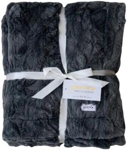GRACED SOFT LUXURIES Charcoal Extra Large Faux Fur Throw Blanket | Ultra Soft & Fluffy 60x80 inches | Cozy, Thick Warm | Perfect for Bed, Couch, and Outdoor Use for Kids & Adults