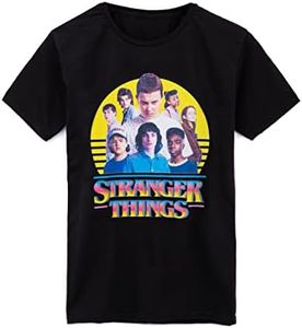 Stranger Things T-Shirt Kids Girls Boys Characters Logo Black Outfit Top 13-14 Years