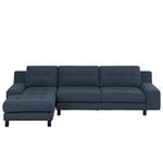 ES ESPINHO ESPN0079 Solid Sal Wood Fabric Upholstered 3 Seater Left Hand Side Facing Button Tufted Chesterfield Modular, Sectional, Corner L Shape Sofa Set for Living Room, Blue Color