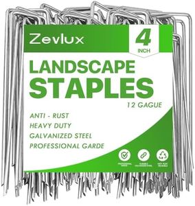 Zevlux Landscape Staples Galvanized Garden Stakes,4 inch 50 Pack 12 Gauge Heavy Duty Garden Pins for Fences, Lawns, Weed Barriers and Landscape Fabrics, Irrigation Hose,Yard Lawn, Landscape Fabric