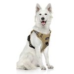 Funfox No Pull Dog Harness for Large Dogs, Adjustable Dog Vest Harness for Easy Walking with Reflective Strips, Front Clip Easy Control Large Breed Dog Stop Pulling Brown