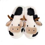 Cartoon Animal Cow White with Black Spots Slippers Slips House Home Bedroom Slippers Shoes Foam Soft Fluffy Indoor Winter Warm Birthday Gifts for Women Men Teen Girls Boys XXL