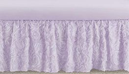 Sweet Jojo Designs Purple Floral Rose Girl Baby Nursery Crib Bed Skirt Dust Ruffle - Solid Light Lavender Flower Luxurious Elegant Princess Vintage Boho Shabby Chic Luxury Glam High End Roses