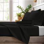 Bamboo Bay 4 Piece Twin Sheets Set - 100% Viscose Made From Bamboo Sheets Twin Size Bed - Ultra Soft Cooling Sheets For Hot Sleepers - Breathable Twin Bed Sheets Set Fits Up to 16" Deep Pocket - Black