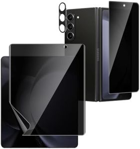 [1 Set] for Samsung Galaxy Z Fold 6 Privacy Screen Protector, Inner Anti-Spy Screen TPU Flexible Film + Back Privacy Glass Screen Protector Tempered Glass + Camera Lens Protector, Case Friendly