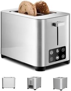 Bread Toaster 2 Slice - Touchscreen Stainless Steel Toaster 2 Slice w/ 6 Settings - Touch Screen Toaster Oven w/LED Display - Tostadora de Pan - Digital Toaster w/ 2 Slice Toaster for Bagels & Breads