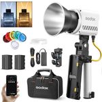 Godox ML60IIBi ML60II-Bi 70W Bi-Color Handheld LED Video Light, 2800K-6500K Bi-Color LED Light, 22500Lux CRI 96+ TLCI 97+,11 FX Effects,APP Control, with AK-B01 Battery Base, 2X NP970 Lithium Battery