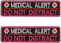 Service Dog Patch Medical Alert Do Not Distract Emblem Embroidered Fastener Hook and Loop Patches for Vests, Harnesses 3.94 x 1.18 inches - Pink