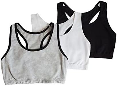 Fruit of the Loom Women's Built Up Tank Style Sports Bra, Heather Grey with Black/White/Black, 22