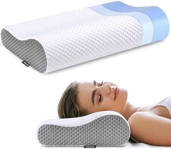 Polovo Neck Contour Memory Foam Pillows for Pain Relief Bed Pillow Sleeping, Ergonomic and Shoulder Pain, Orthopedic Cervical Side Back Stomach Sleeper, White&grey, (KD220)