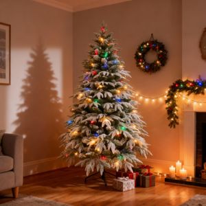 6ft Pre-Lit Christmas Tree – Multicolour Lights Holiday Decor
