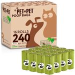 PET N PET Compostable Dog Poop Bags | 9" x 13" 240 Counts, 16 Rolls | EN13432 Certified Compostable Poo Bags | Made with Cornstarch | Unscented Compostable Dog Poop Bags Rolls