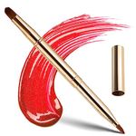 Retractable Lip Makeup Brush Portable Dual End Lipstick Brush Lipstick Gloss Makeup Brushes Concealer Brushes Lip Contours Makeup Tool (Gold)