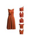72styles Knee Length Short Infinity Dresses for Bridesmaids Convertible Dresses Transformer Multiway Twist Wrap Midi Dresses, Burnt Orange, Medium