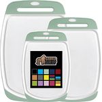 Gorilla Grip Original Oversized Cutting Board, 3 Piece, Perfect for The Dishwasher, Juice Grooves, Larger Thicker Boards, Easy Grip Handle, Non Porous, Extra Large, Kitchen, Set of 3, Mint