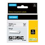 DYMO Rhino Industrial Vinyl Labels | 12 mm x 5.5 m | Black Print on White | Self-Adhesive | for Rhino & LabelManager Label Makers