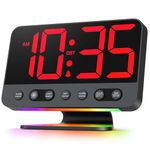 Odokee Digital Alarm Clocks for Bedrooms: Large Bold Number 5 Brightness Dimmer - Easy to Read Across The Room - 5 Alarm Sound 8 Night Light - Red