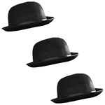 Bowler Hat - Fancy Dress Accessory Mens Ladies 60cm Circumference Felt Victorian Gent Costume Accessory - Pack Of 3