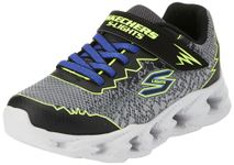 Skechers Boys Trainers, Black Synthetic/Yellow & Blue Trim, 1 UK