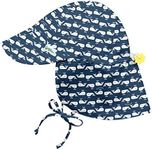 i play. by green sprouts Flap Sun Protection Baby Hat, Navy Whale Geo, 9-18 Months