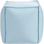 Howard Elliott Patio Pouf Ottoman, Square, Seascape Breeze