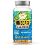 Vegan Omega 3 Algae Oil | Sustainable Algal Alternative to Fish Oil | 60 High Strength Capsules | 400mg DHA Supplement with Vitamin E | Vegetarian Essential Fatty Acids | UK Small Family Company