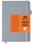 NEORAH — A5 Dated WEEKLY Planner 2026 ACCOMPLISH—264 Pages of Yearly |12 Month | 52 Week+24 Hours + Notes pages for each week—Office Diary Academic diary-Hardcover [Pen Loop Attachable] (WILD DOVE)