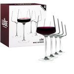 Luxbe - Crystal Wine Glasses, Set 4, 450 ml - Small Handcrafted Red or White Wine Glasses - 100% LeadFree Crystal - Professional Wine Tasting - Burgundy - Pinot Noir - Bordeaux