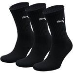 PUMA Unisex Sport 3p Socks, Lt Black, 2.5-5 UK