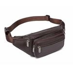 ZZNICK Genuine Leather Fanny Pack/Waist Bag/Organizer with Adjustable Belt, Multiple Pockets Waist Pack (Brown-861)