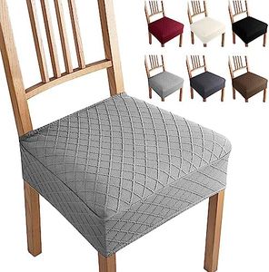 Coprisedie Set di 4 Coprisedie per Sedia Jacquard Fodera per Sedia Universale Coprisedili per Sedie Senza Schienale Coprisedili da Pranzo Lavabile Estraibile Coprisedia (Grigio Argento,Set di 4-B)