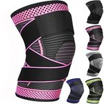 Adjustable Knee Support Brace 1 pack Compression Knee Sleeves for Men Women Use for Meniscus Tear, Arthritis, Tendinitis, Ligament Injury,Weight Lifting, Anti Slip Knee Brace (Rose Red, Small)