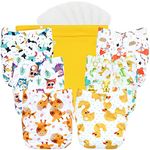 wegreeco Cloth Diapers 6 Pack with 6 Inserts & 1 Wet Bag, Washable Cloth Diapers for Babies, One Size Adjustable Reusable Diapers Baby (Bright Animals)