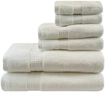 Austin Horn Classics Towel Set -Bath Towel, Hand Towel & Fingertip Cloth, Quick Dry,Durable & Machine Washable, Soft & Absorbent Towels (Cotton, Off White, 6 Piece)