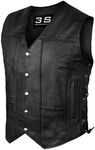 3S MOTORCYCLE BIKER MC CONCEAL CARRY LEATHER VEST BIKERS MOTORCYCLE CLUB GUN POCKET CCW BLACK VEST MEN, Black, 5X-Large