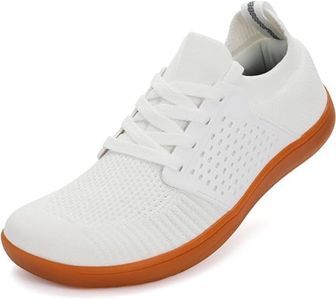WHITIN Women's Minimalist Barefoot Low Zero Drop Shoes Female Sneakers Width Ladies Size 10 Wide Toe Box Trail Running Minimus Lightweight White/Gum 41