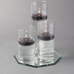 Eastland Octagon Mirror and Cylinder Vases Centerpiece with Richland Floating Candles 3". 48 Piece (12" Mirror, Pink)