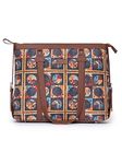 ZOUK Black Printed Handmade Vegan Leather Women's Office Bag for 15.6 inch Laptop with double handles - African Art