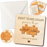 STOFINITY 8th Anniversary Wood Gifts for Him Her - Happy 8 Year Anniversary Card Gift for Husband Wife, Bronze 8th Wedding Anniversary Cards for Couple, Eight Years Anniversary Ideas for Women Men