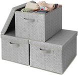 GRANNY SAYS Fabric Boxes with Lids, Storage Bins with Handles, Shelf Bins for Organizing, Extra Large Storage Boxes for Linens Clothes, Decorative Storage Containers, Gray, 3-Pack, Jumbo