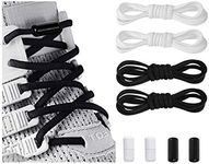 anan520 Elastic No Tie Shoe Laces For Adults,Kids,Elderly,System With Elastic Shoe Laces(2 Pairs), Black-white, X-Large