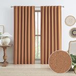 96 Inch Burnt Orange Blackout Curtains Linen 2 Panels Set 8 FT Length for Living Room Hook Belt Back Tab Pleated Drapes Southwest Decor Boho Muted Ochre Orange Curtains for Bedroom W50 x L96