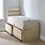 STRICTLY BEDS&BUNKSSomerset Pine Bed Frame with Storage including Sprung Mattress (15 cm), 3ft Single