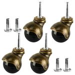 Homend 2" Ball Casters Stem Caster Wheels with 5/16" x 1-1/2" (8 x 38mm) Stem Antique Gold Ball Caster Swivel Caster for Furniture, Sofa, Chair, Cabinet Set of 4