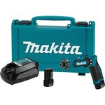 Makita 7.2V Li-Ion 1/4" Hex Drill-Driver Kit, 1.5Ah Batteries (2), Variable 2-Speed, Auto-Stop Clutch, Adjustable Handle, LED Job Light